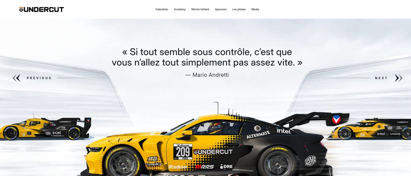 La page d'accueil du nouveau site de l'Undercut Racing Team