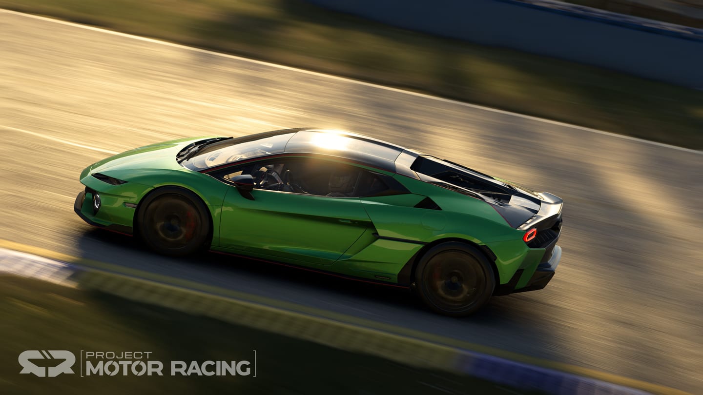 Lamborghini Temerario verte en courbe dans Project Motor Racing