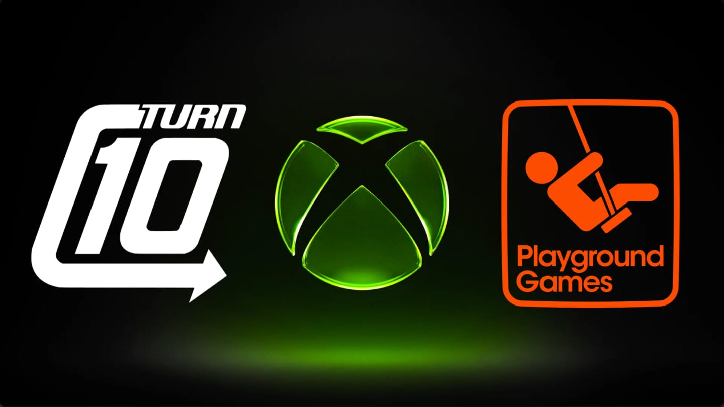 Logos de Turn 10 Studios et Playground Games réunis