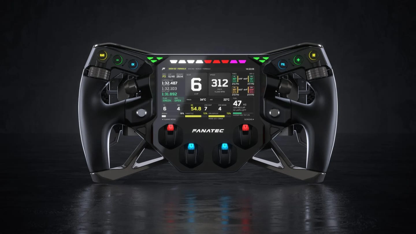 Prototype de volant Fanatec Project Obsidian avec écran de 5 pouces