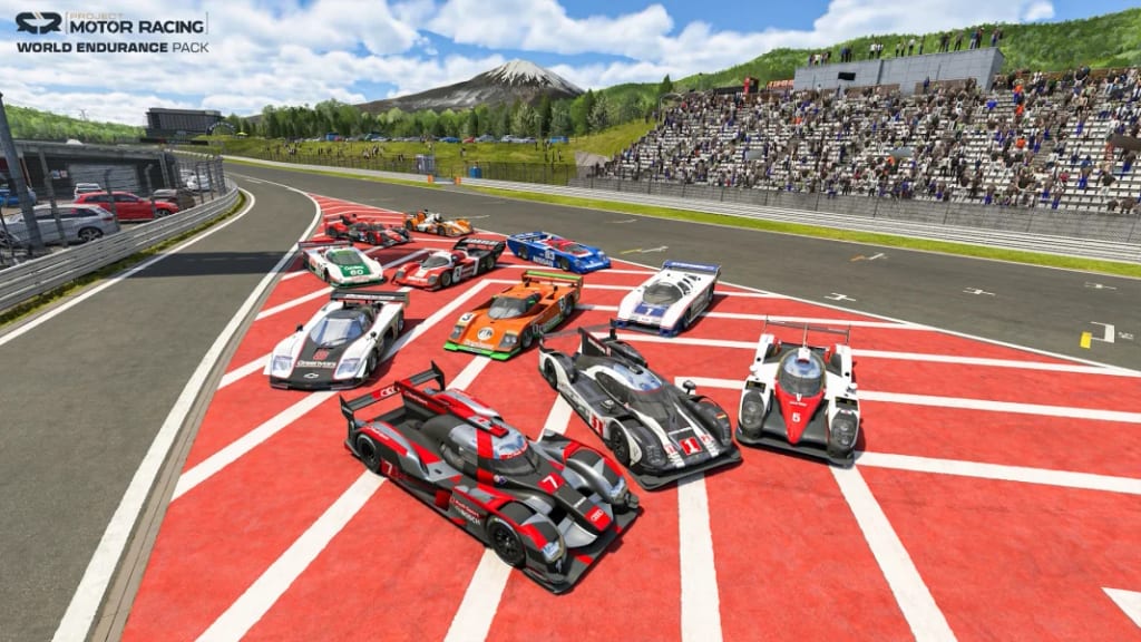 Les 11 voitures du World Endurance Pack de Project Motor Racing sur la grille de Fuji Speedway