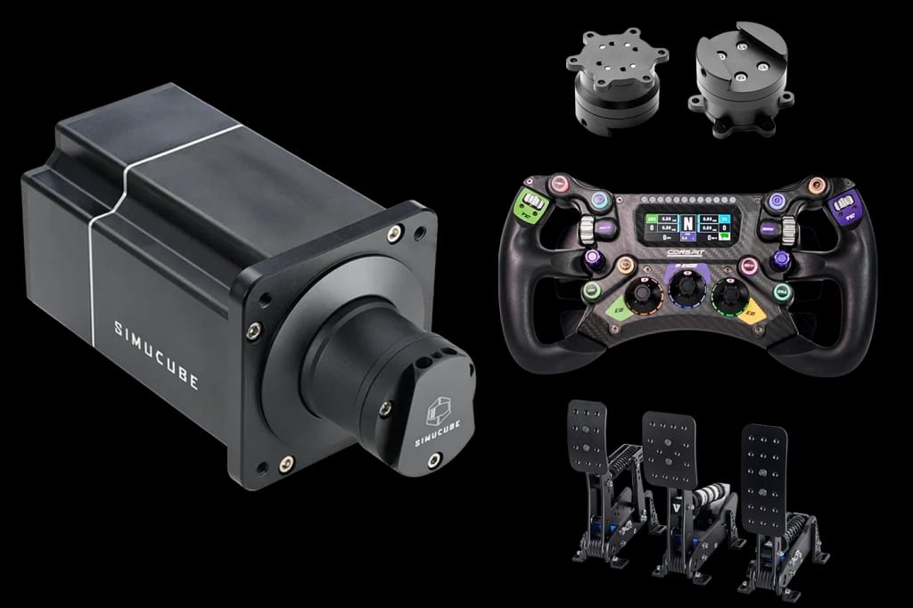 Ensemble volant, base et pédalier Trak Racer basé sur Fanatec