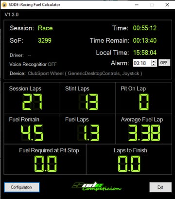 SODE iRacing Fuel Calculator: Compagnon ultime, surtout en VR !