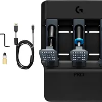 Logitech G PRO Racing Pedals: pédalier de simulateur de course avec freins à capteur de pression de 100 kg, personnalisable, ressorts et élastomères interchangeables, conception modulaire, Noir