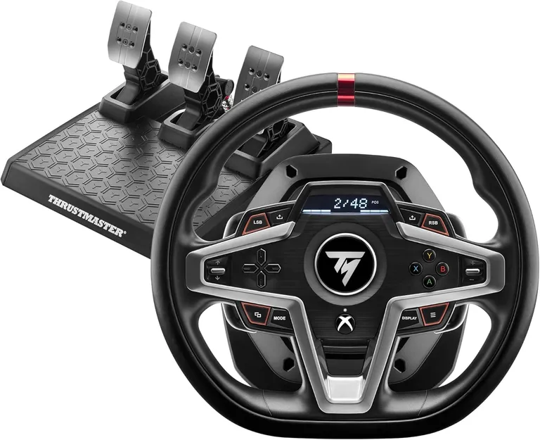 Thrustmaster T248 – Volant de Course avec Retour de Force Hybride pour Xbox Series X|S, Xbox One et PC – Écran de Bord Interactif – Inclus Pédalier Magnétique T3PM – Idéal Forza & F1