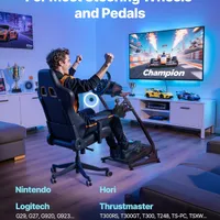 VEVOR Support de Volant Course Pliable Cockpit Simulateur Course Réglable, Compatible avec Logitech G29, G27, G920, G923, Thrustmaster T300RS T300GT T248 TS-PC TSXW, Pédales Simulateur Non Inclus