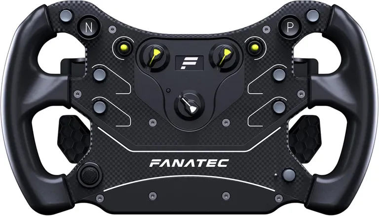 FANATEC Simulation de Course CSL Volant GT3 — Poignées Caoutchouc Surmoulées, Levier de Vitesse Magnétique, Deux Palettes Analogiques, Écran OLED, QR2 Lite Wheel-Side Préinstallé — PC, Xbox Series X|S