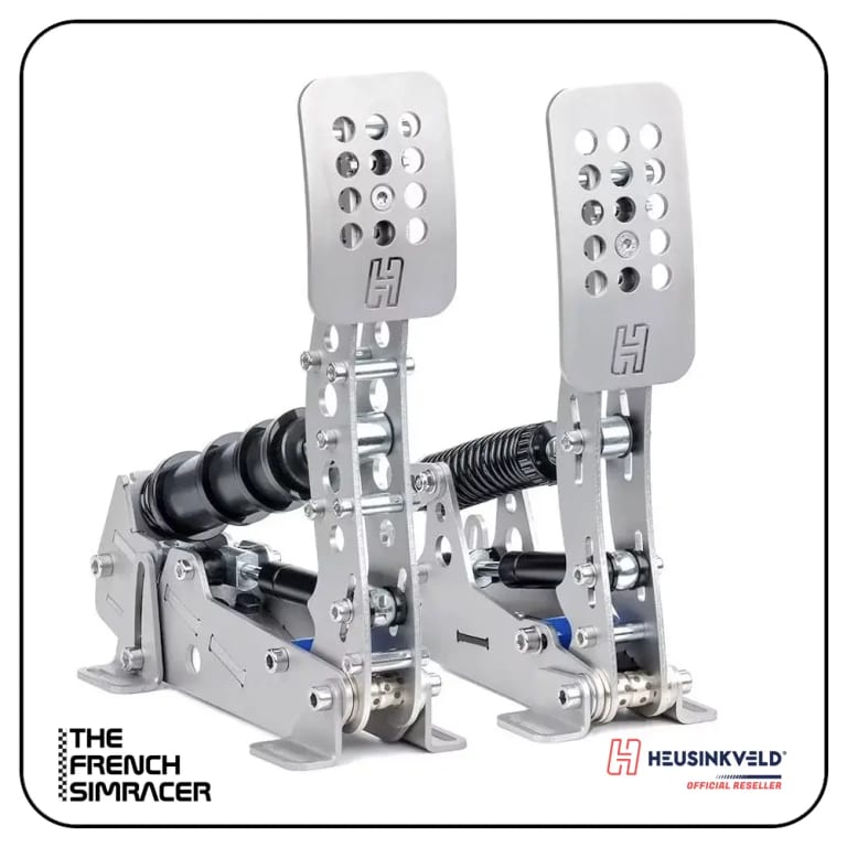 Heusinkveld Ultimate+ Silver Pedals — 3 Pédales, vue de face