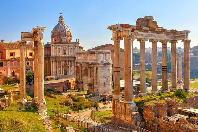 The image is an excellent photograph of the Roman Forum, showcasing its historical significance with great detail and natural beauty.