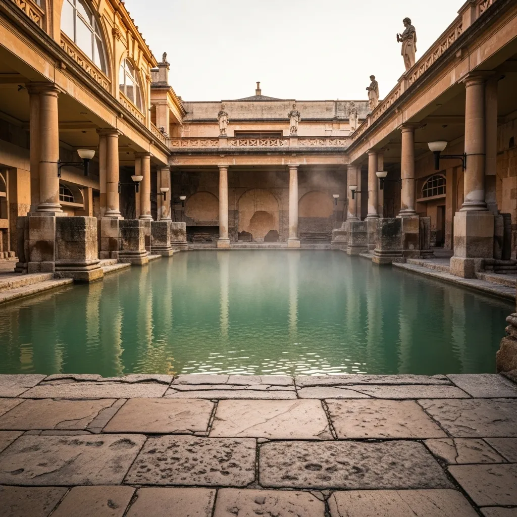 Every day, about 1,170,000 litres of 46°C spring water rises from Bath’s thermal aquifer to feed the Roman Baths—a natural flow recorded on site for thousands of years.