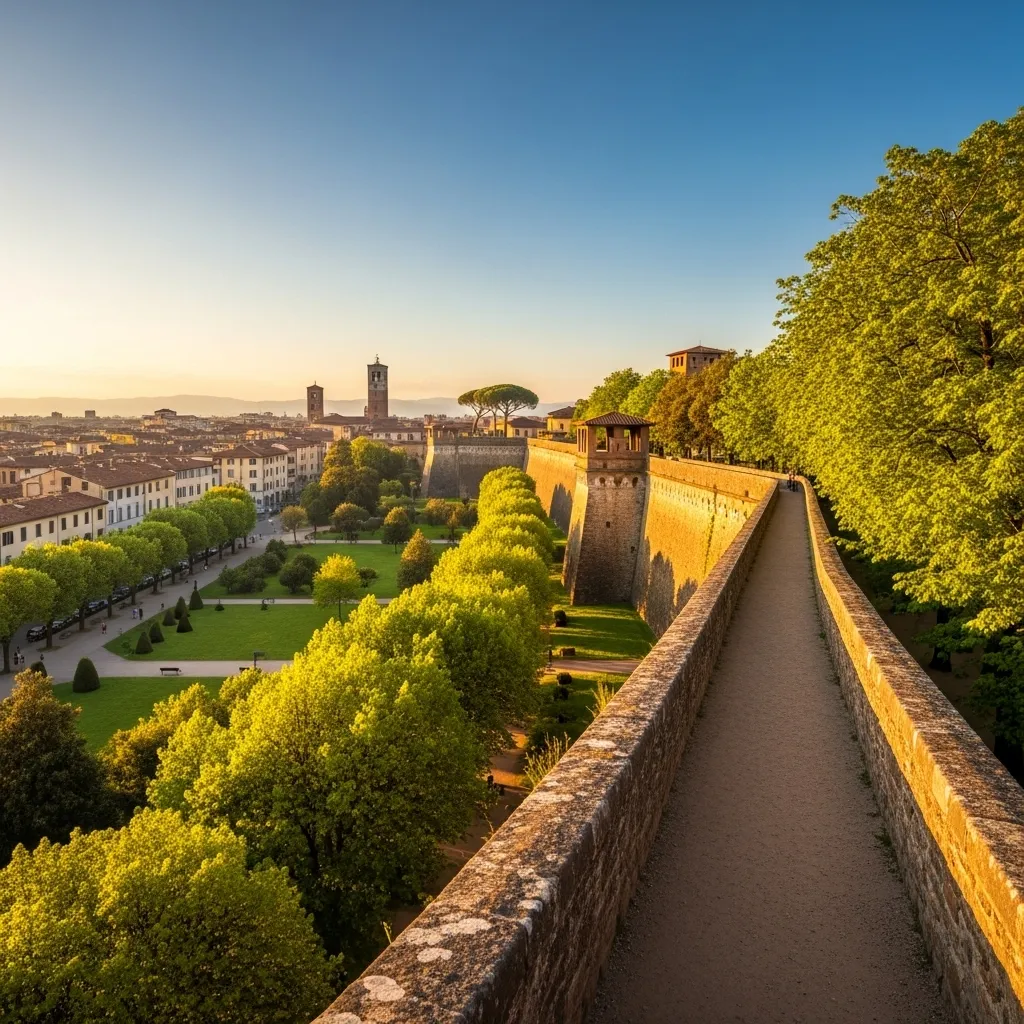 Lucca’s Renaissance walls form a 4.2 km, car‑free ring that now serves as a 96‑hectare public park of tree‑lined ramparts—ideal for an easy walk or bike lap.