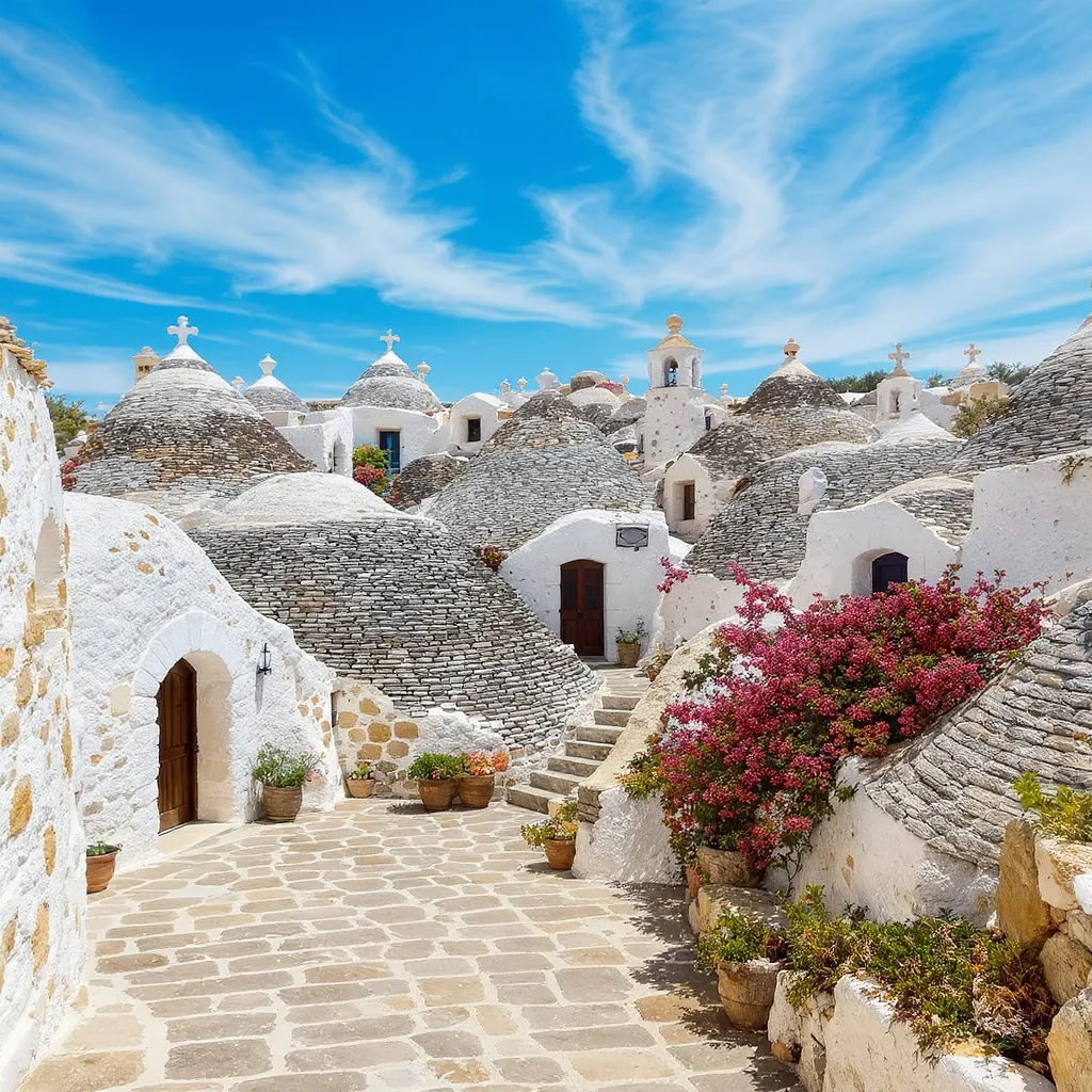 UNESCO’s listing pinpoints the two historic quarters: Rione Monti (about 1,030 trulli) and Rione Aia Piccola (about 590), together forming an 11‑hectare protected core.