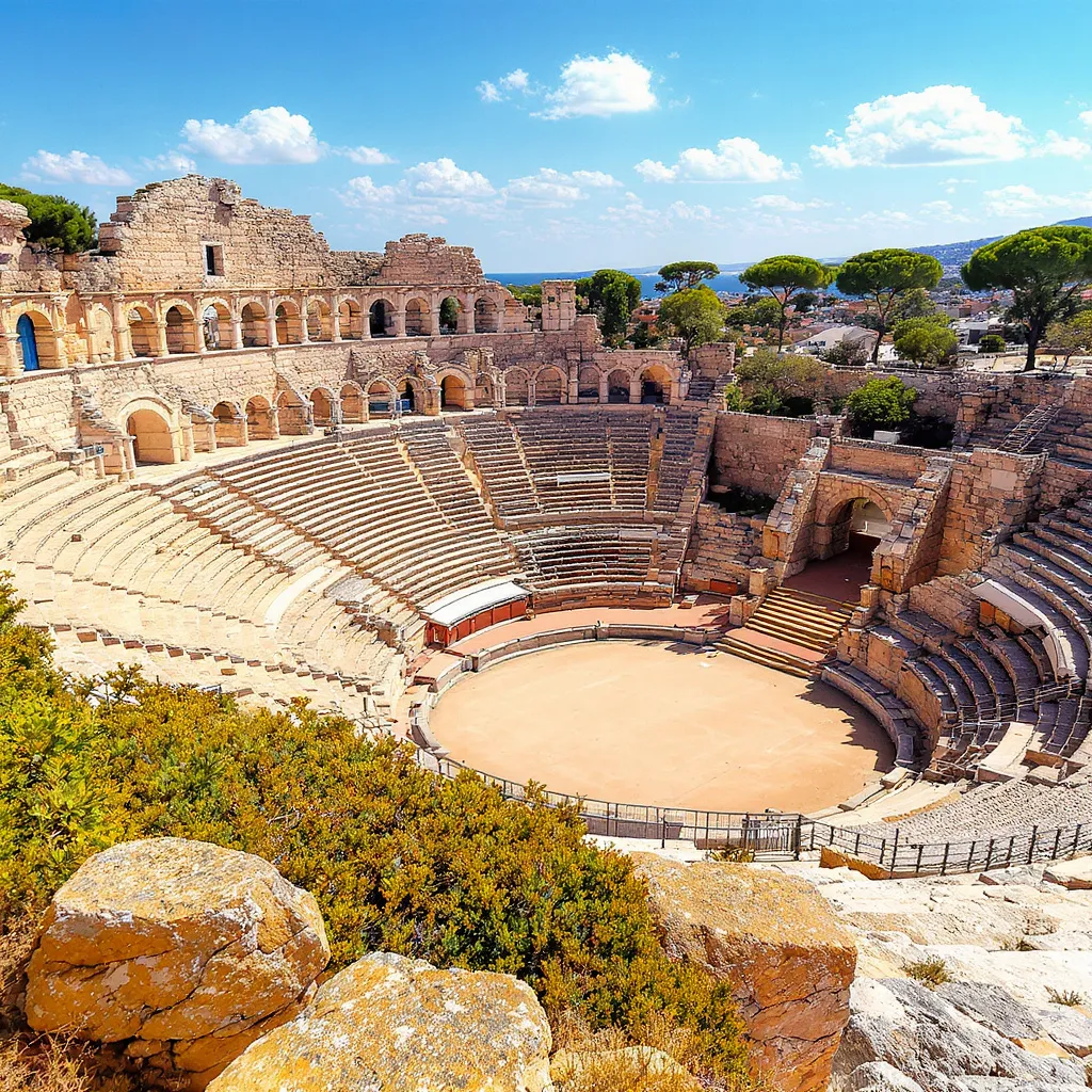 Cagliari’s Roman Amphitheatre, carved into the Buoncammino limestone between the 1st and 2nd centuries AD, could accommodate around 10,000 spectators.