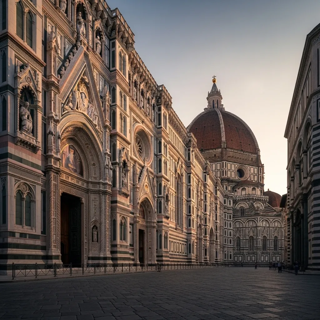 To climb Brunelleschi’s Dome you must book a timed slot via the Brunelleschi Pass and climb 463 steps; entry is through the Porta della Mandorla on the cathedral’s north side.