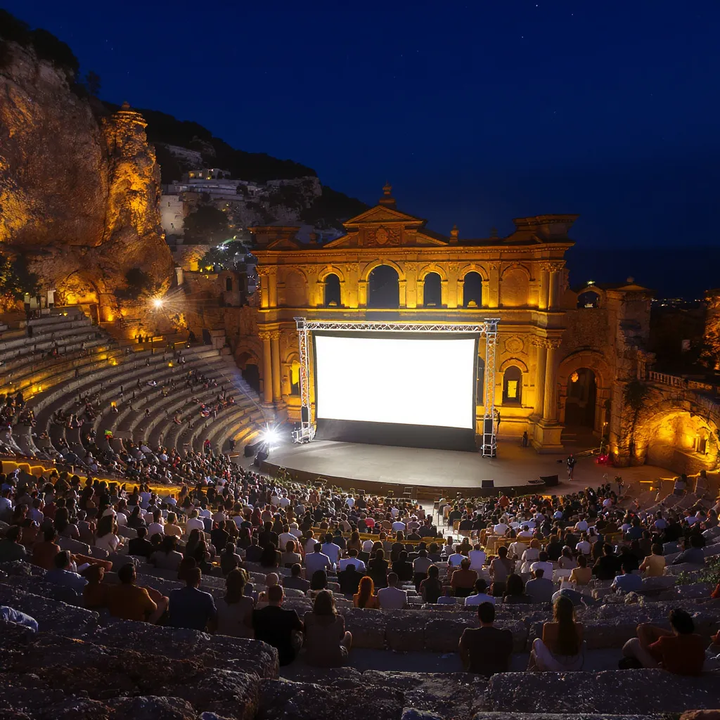 Founded in 1955, the Taormina Film Fest stages evening screenings in the Ancient Theatre, pairing new releases with one of Italy’s most atmospheric historic venues.