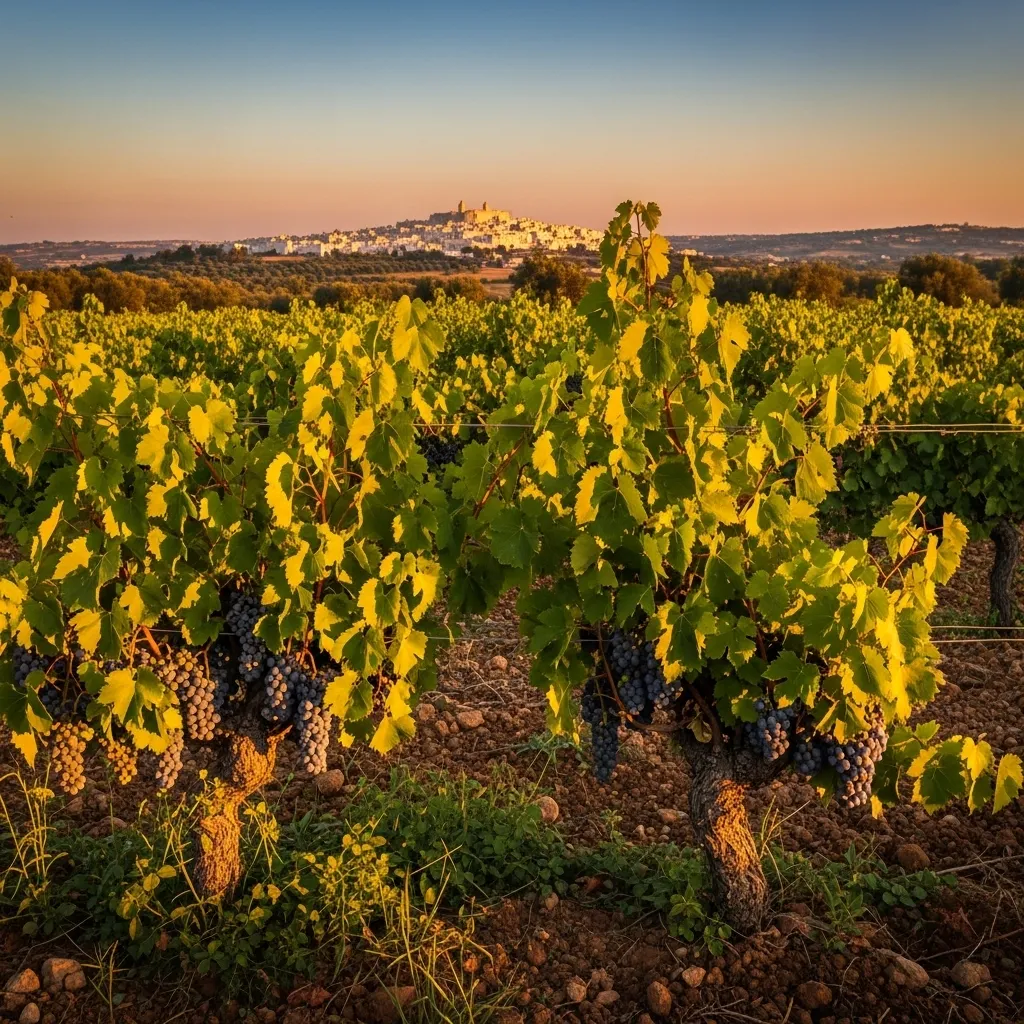Ostuni has its own DOC appellation (established 1972): reds center on the native Ottavianello grape, while whites blend Impigno with Francavidda.