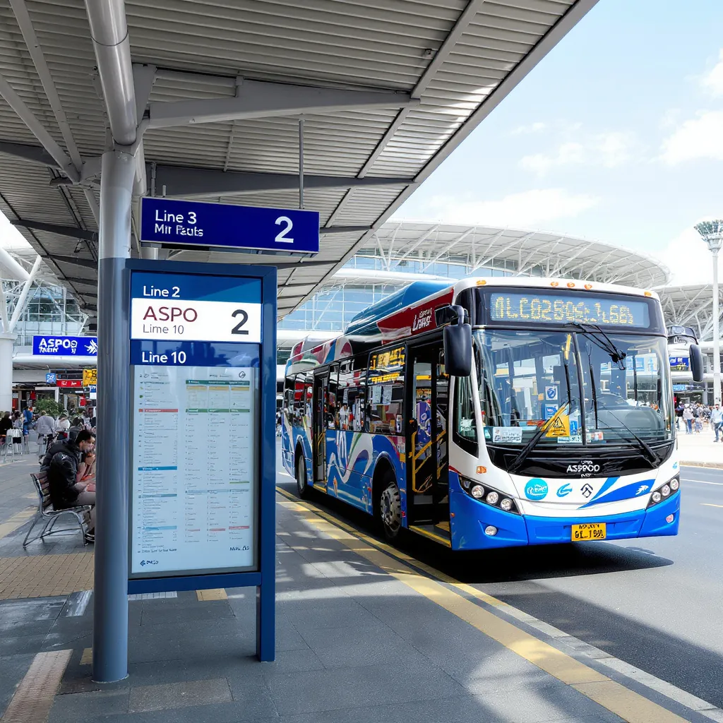 Olbia Costa Smeralda Airport links to the center via ASPO bus lines 2 and 10 about every 20 minutes; the stop sits roughly 50 meters from Arrivals.