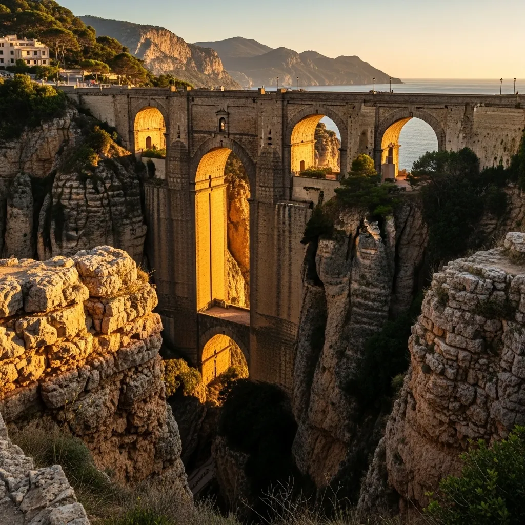 Lama Monachile’s stone bridge sits on the line of the ancient Via Traiana; the arched crossing you walk today is Bourbon‑era (1800s) and still pedestrian‑friendly.