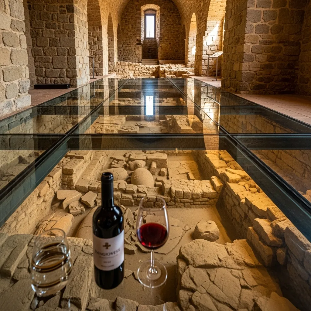 Tastings at the Enoliteca inside Montepulciano’s restored fortress pour 100+ labels daily, over a glass floor that reveals excavated Etruscan and Roman remains beneath.