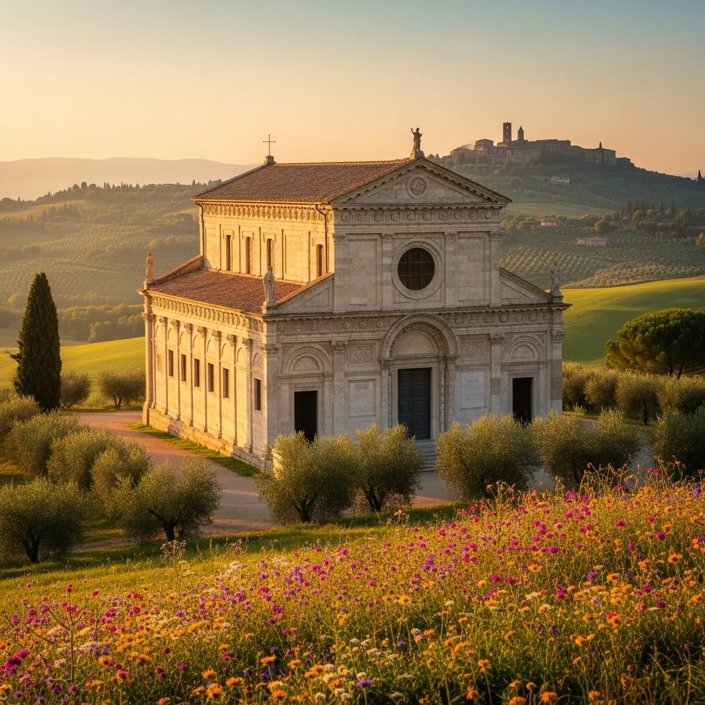 The Tempio di San Biagio—Antonio da Sangallo the Elder’s travertine, Greek‑cross masterpiece—was built between 1518 and 1545 just outside the town walls.