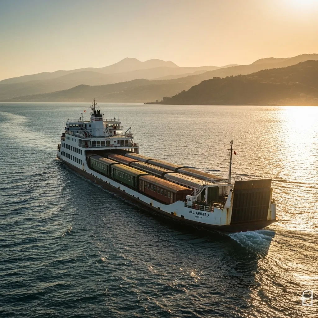 Passenger trains to Sicily are ferried across the Strait of Messina; during the crossing, RFI requires travelers to wait on the ship’s passenger deck rather than inside the rail carriages.