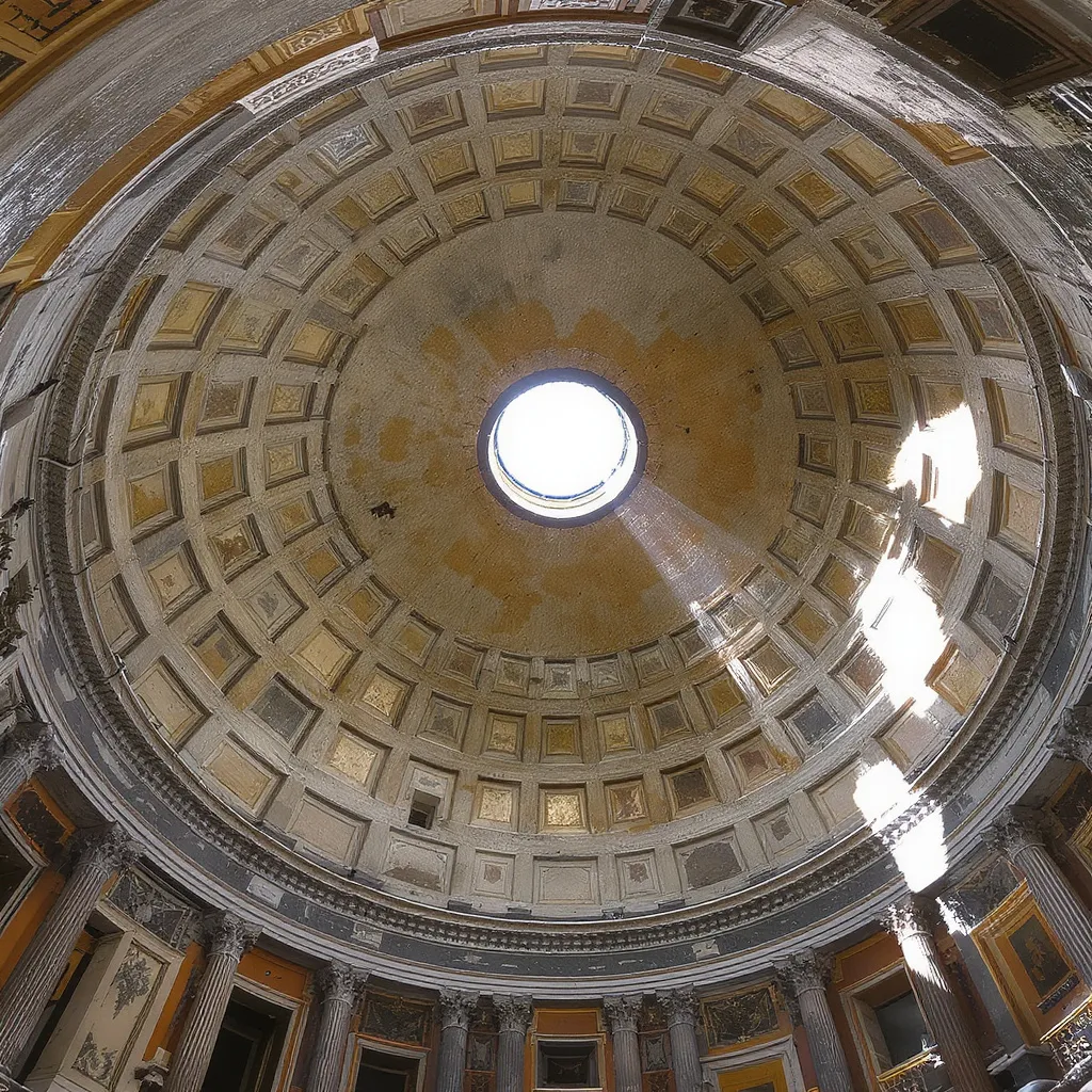 The Pantheon’s concrete dome, built under Hadrian around AD 118–128, is still the world’s largest unreinforced concrete dome at about 43 meters across.