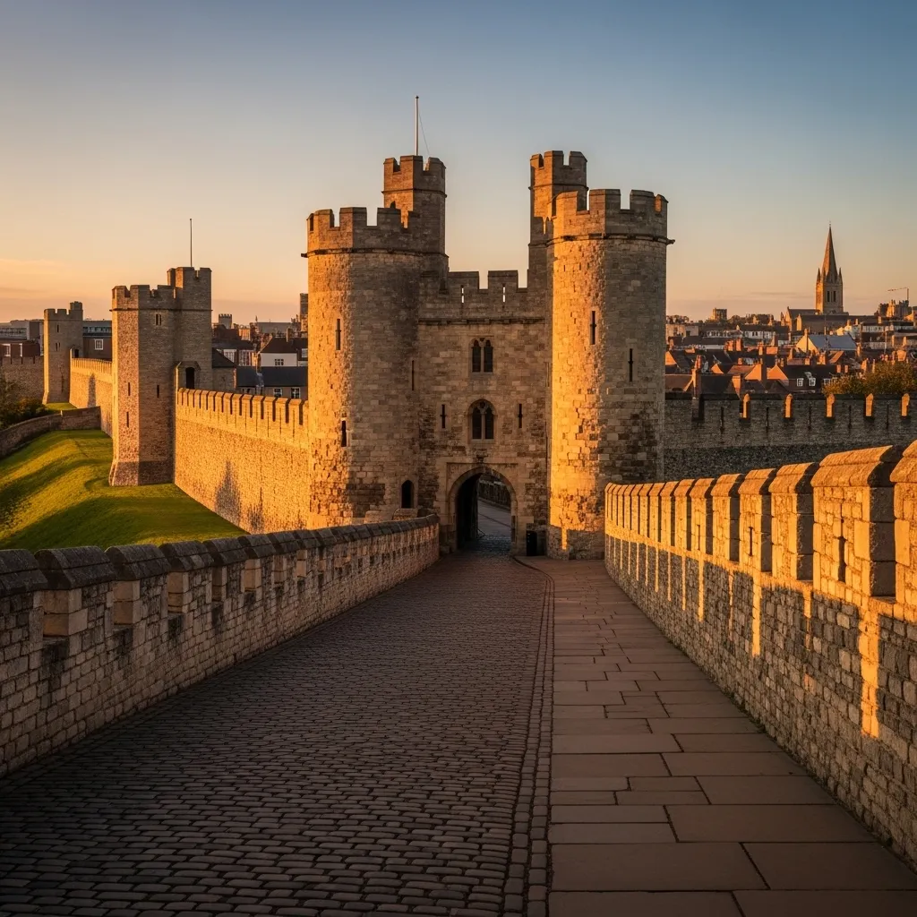 Walk the walls end to end: the circuit runs 2.1 miles (3.4 km) and is the most complete set of medieval town walls in England, with five main bars (gateways) and 45 towers.