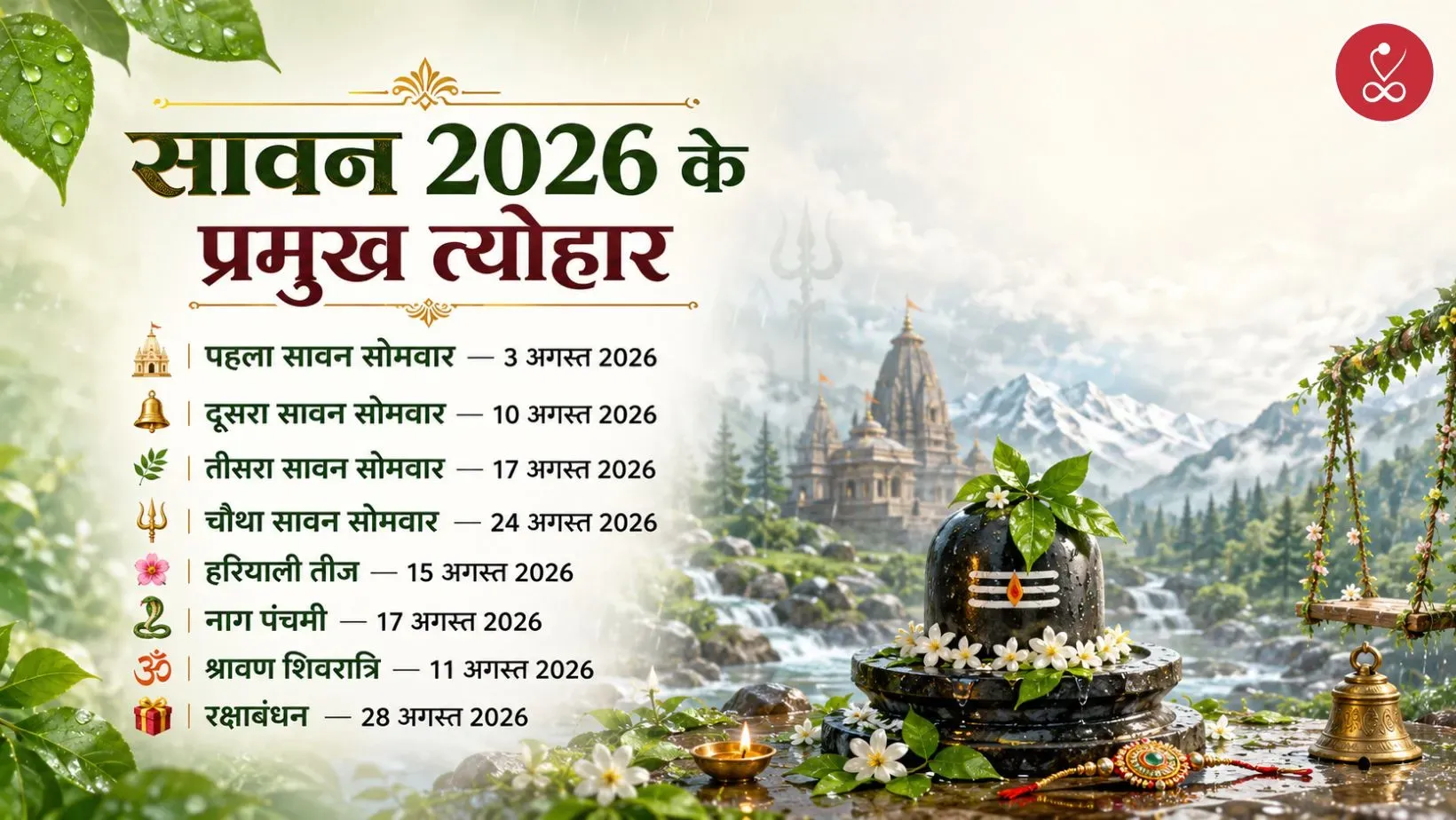 सावन 2026 के प्रमुख त्योहार