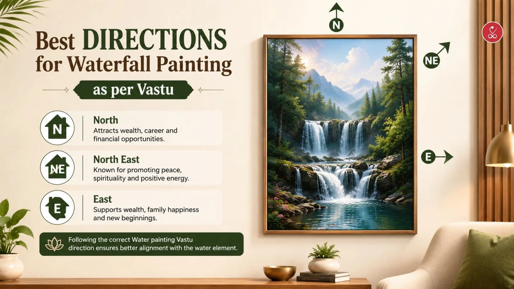 best direction for waterfall painting