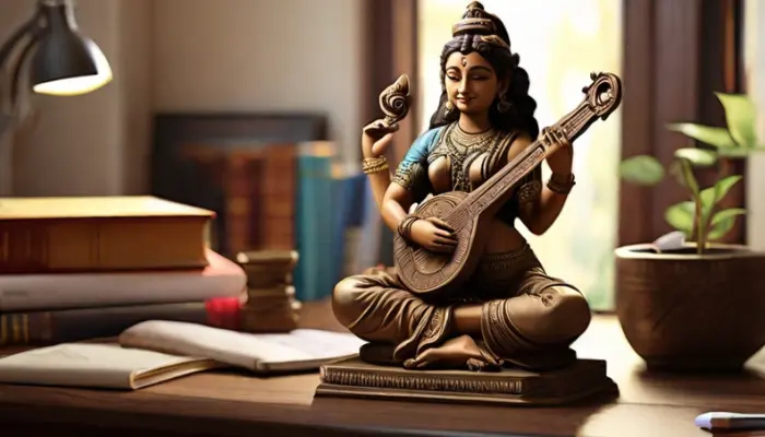 saraswati-idol-on-study-table