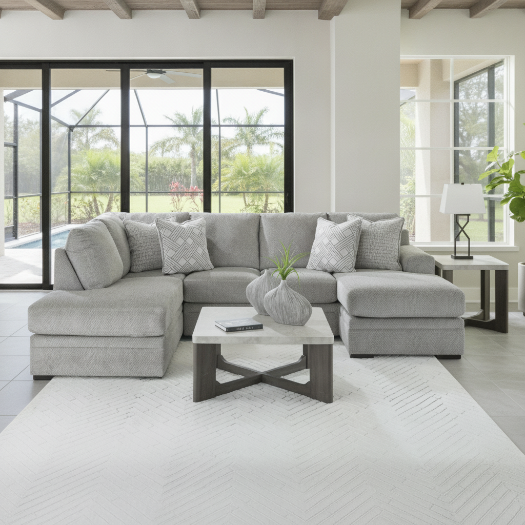 Seccional Casselbury Gris Moderno: Estilo Florida en Orlando y Kissimmee | Ocean Furniture