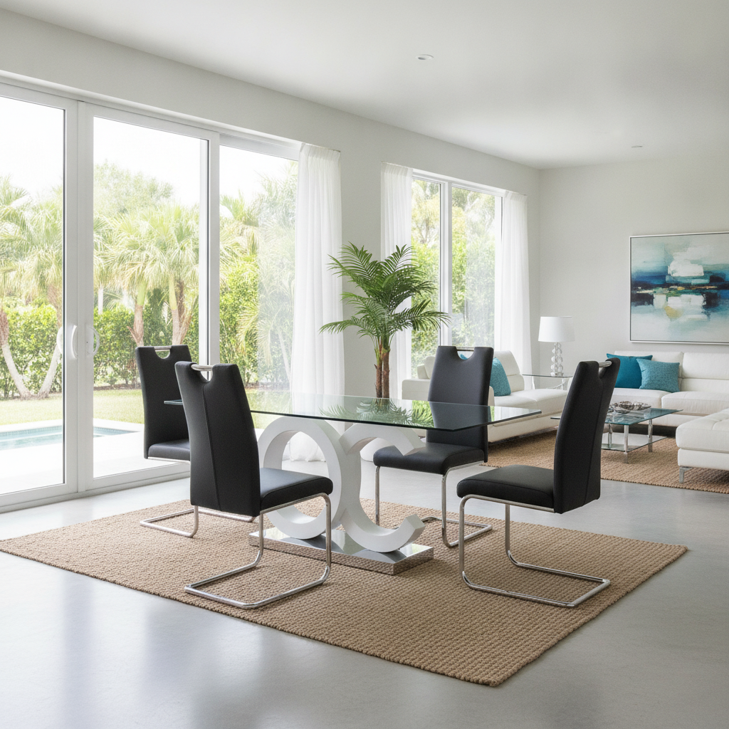Brunella Modern Glass Dining Set: Elevate Your Tampa Home with Ocean Furniture