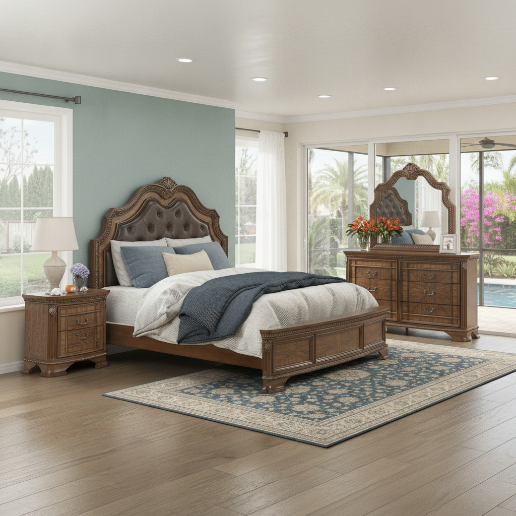 Juego de Dormitorio Bridgepoint Tradicional Orlando | Lujo y Financiamiento Fácil en Ocean Furniture
