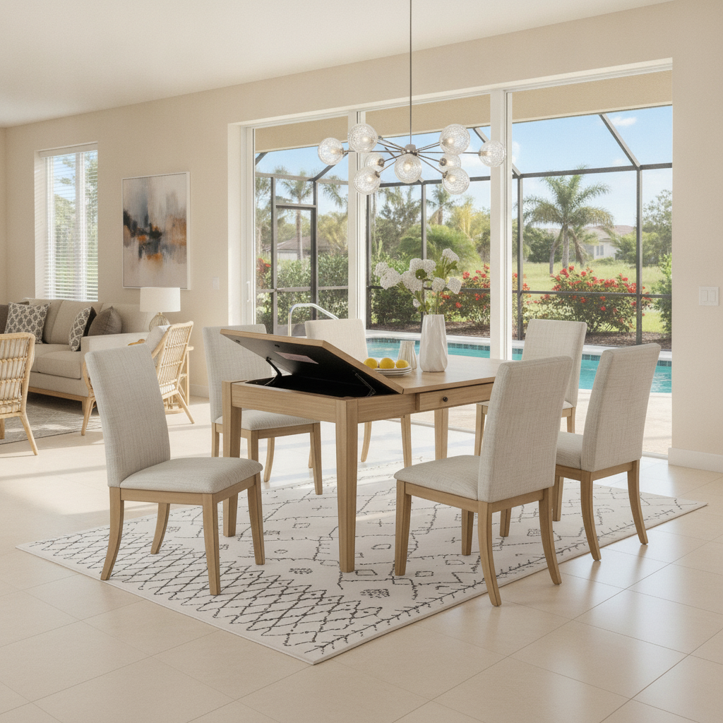 Juego de Comedor Madera Natural Extensible: Estilo Costero para Orlando y Kissimmee | Ocean Furniture