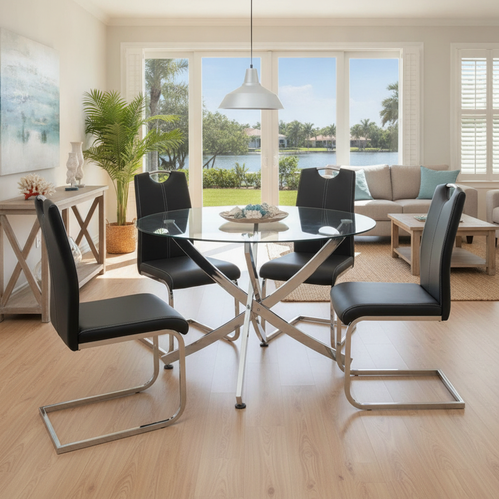 Modern Dining for Fort Myers: Miranda 5-Piece Glass Set & Florida Furniture Guide