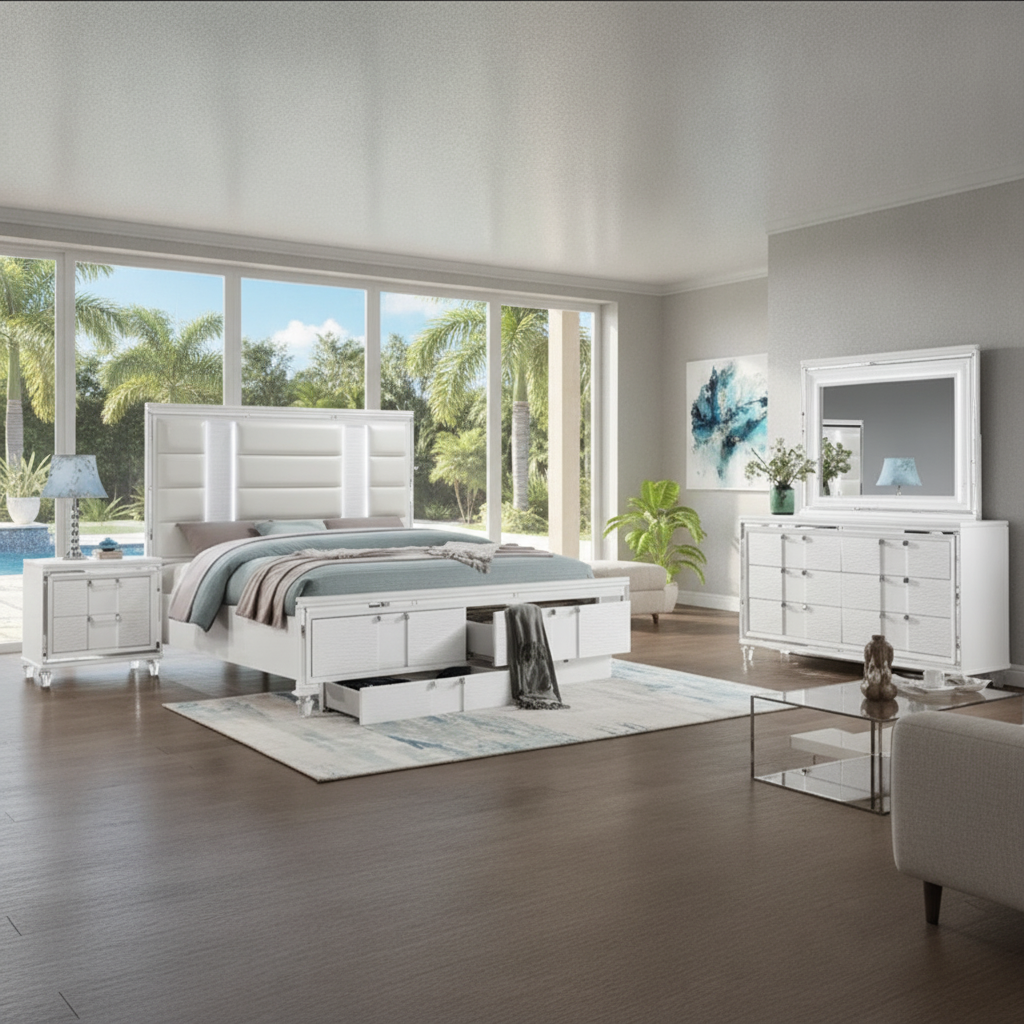 Juego de Dormitorio Gina Moderno con Almacenaje en Tampa | Ocean Furniture
