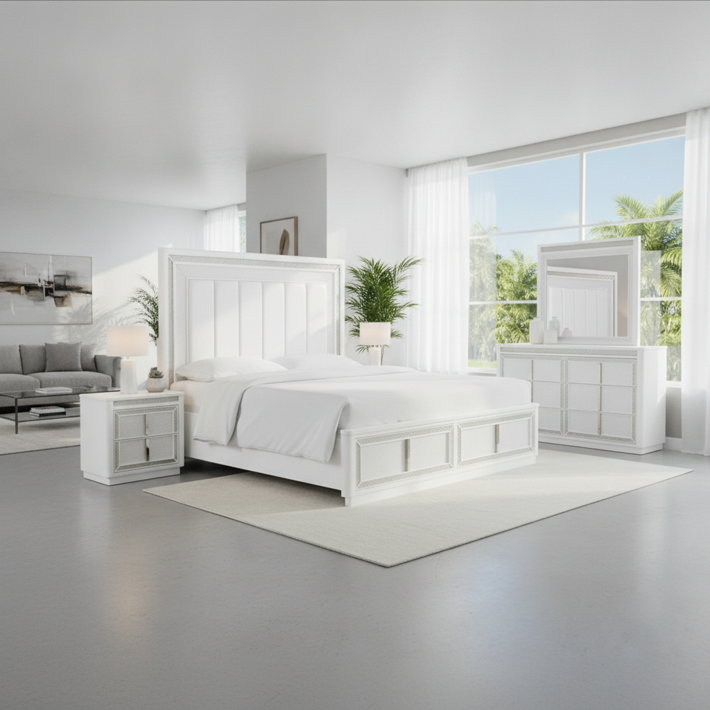 Chalanna Modern LED Storage Bedroom Set Tampa | Ocean Furniture