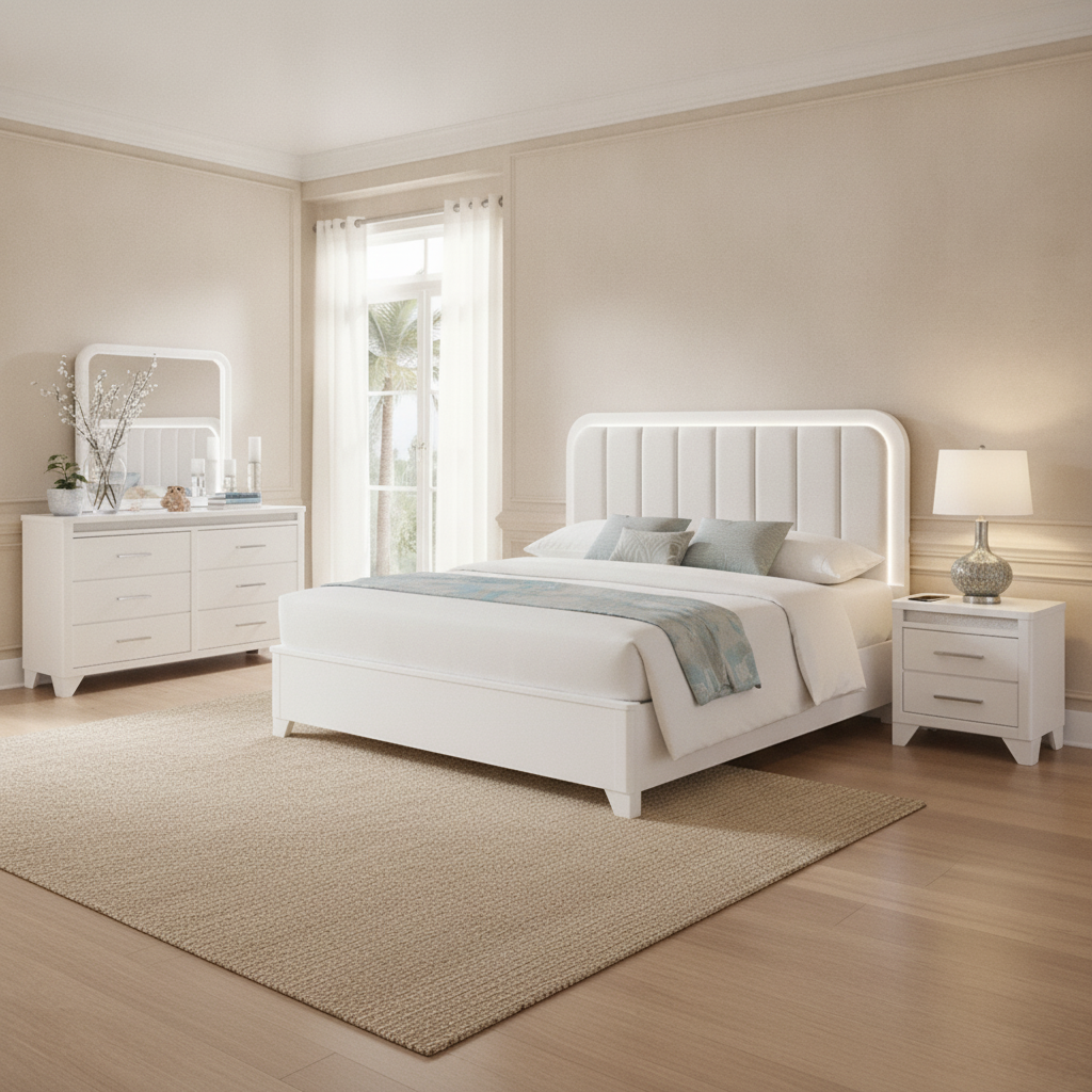 Jarlee Modern: El Juego de Recámara Blanco LED Ideal para Fort Myers y el Estilo de Vida de Florida