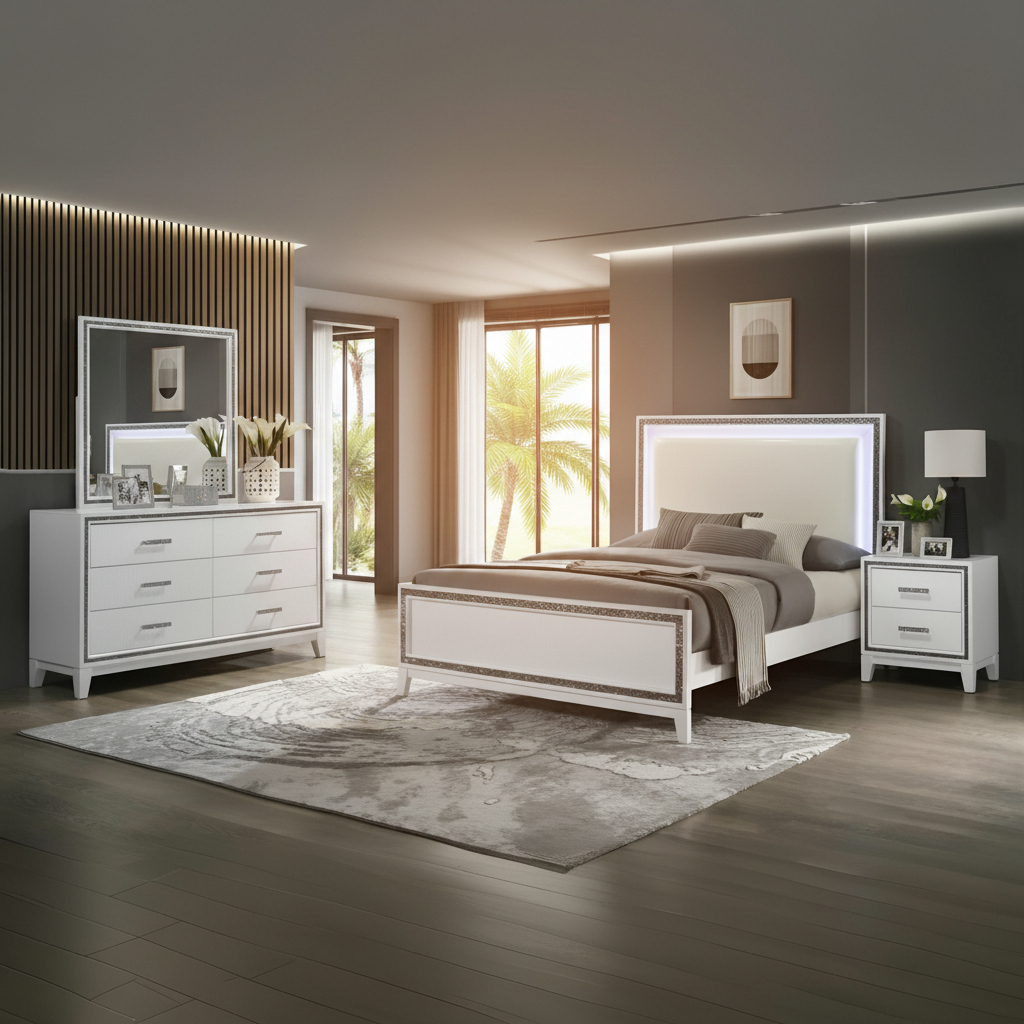 Juego de Dormitorio Moderno Winter en Orlando | Muebles de Lujo con Financiamiento | Ocean Furniture