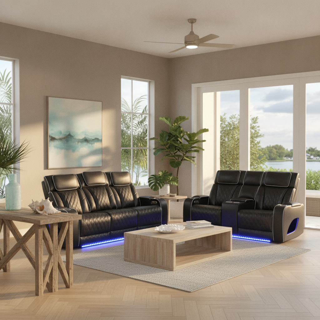 Fortuner Modern Power Reclining Sofa Set: Perfect for Fort Myers, Florida Living