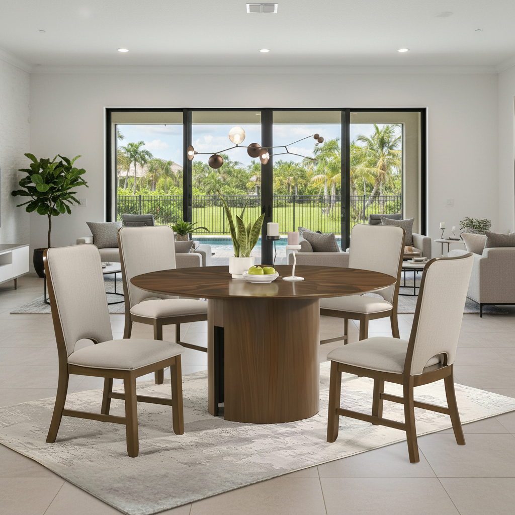 Estilo Costero Moderno: Juego de Comedor Shari Redondo en Orlando y Kissimmee