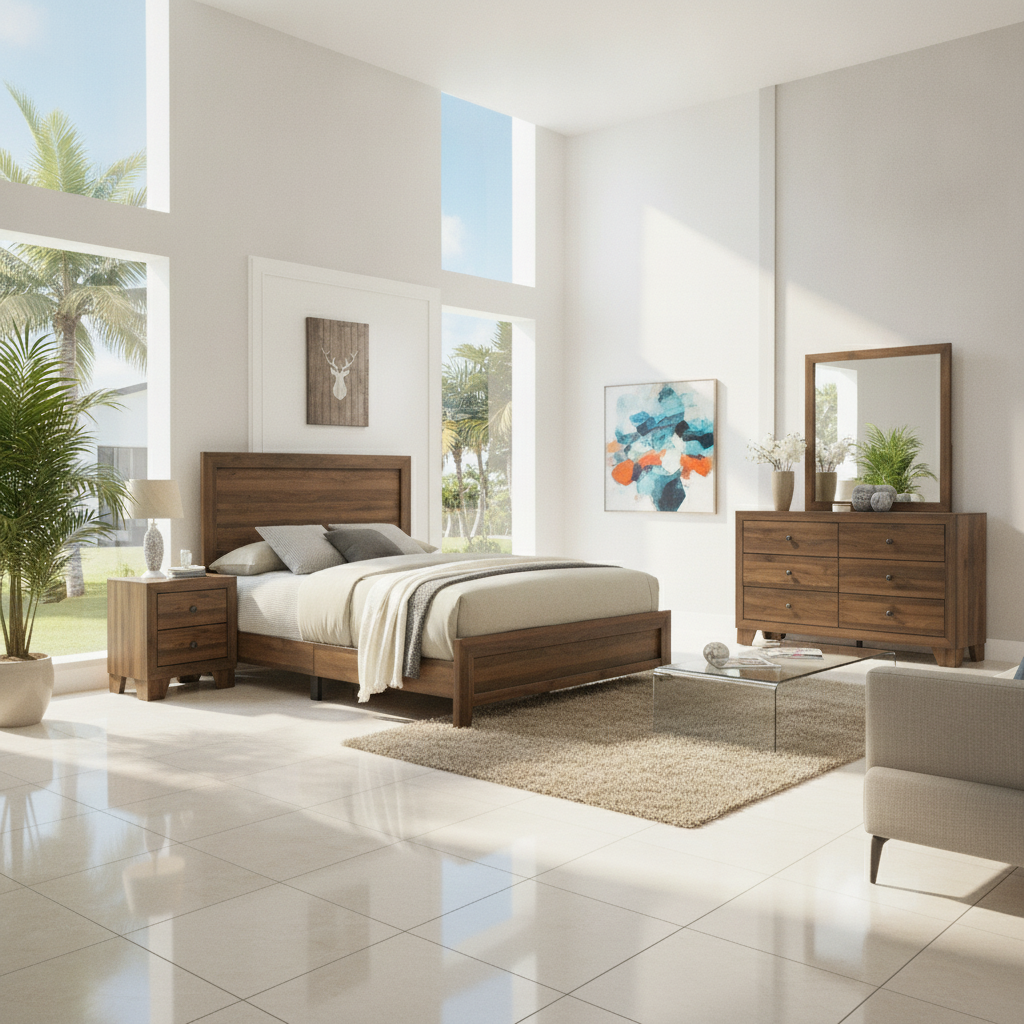Millie Bedroom Set Brown Cherry & Grey | Ocean Furniture Tampa | Shop Now