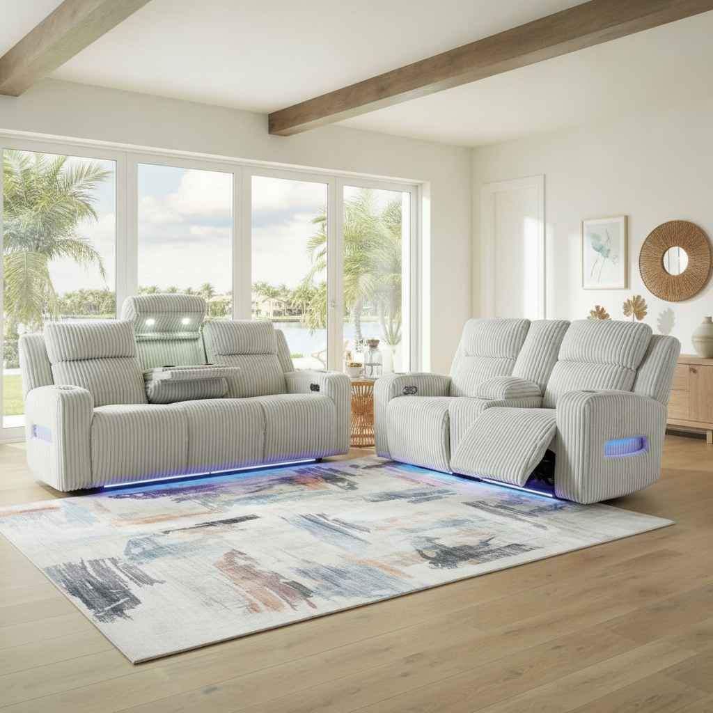 Seccional Forest Lake Power Reclining: El Centro de Entretenimiento Perfecto para Fort Myers, FL | Ocean Furniture