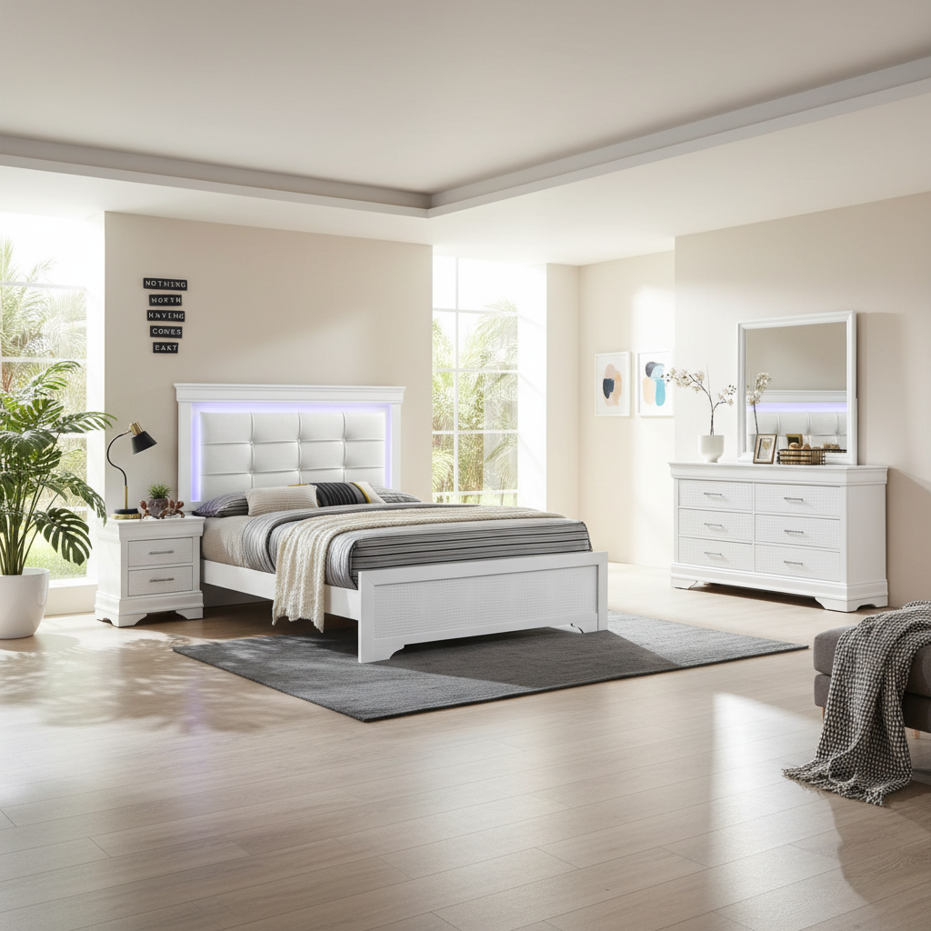 Juego de Dormitorio Perla 4 Piezas Tampa: Estilo y Ahorro