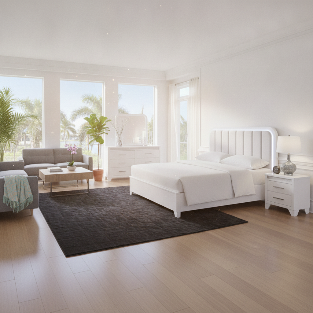 Juego de Dormitorio Jarlee Blanco LED Tampa | Ocean Furniture