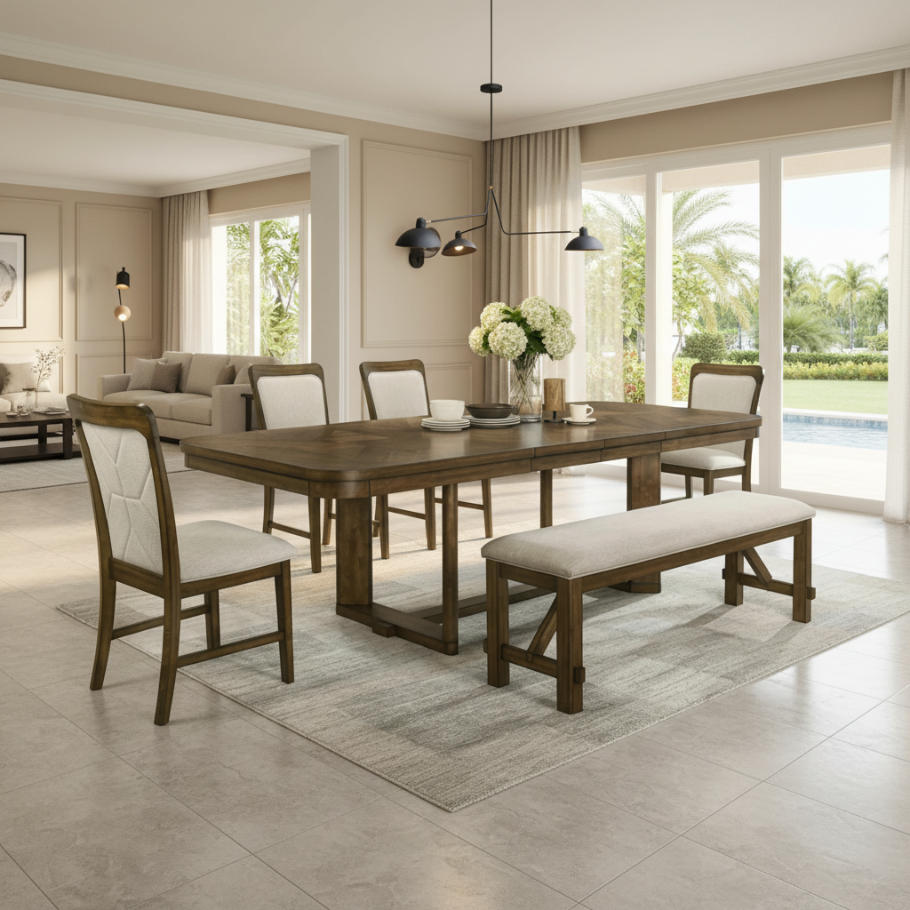 Broadmoor Brown Extendable Dining Set: Perfect for Fort Myers Florida Living | Ocean Furniture