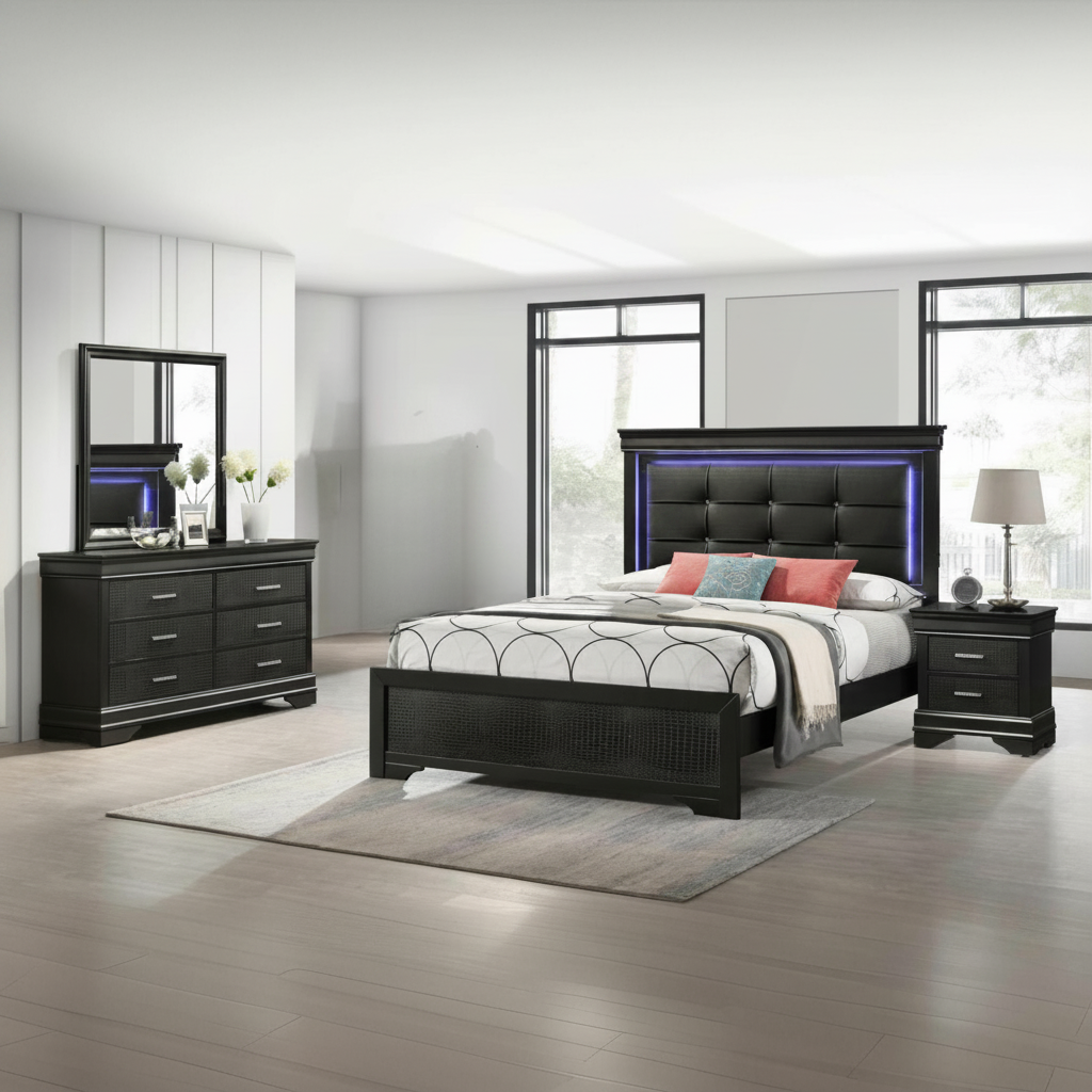 Juego Dormitorio Stone 4 Piezas Orlando | Estilo Costero Moderno | Ocean Furniture
