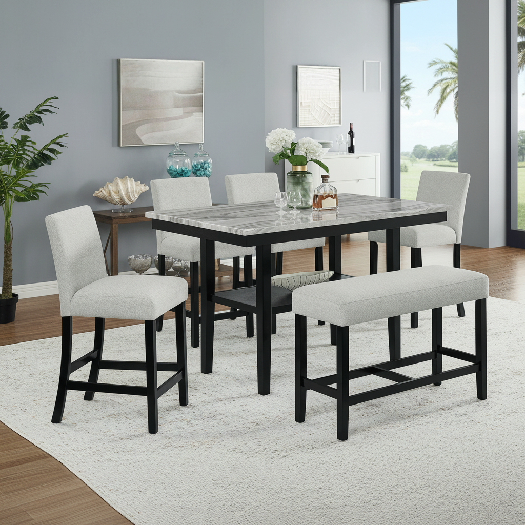 Marbel Dining Set Fort Myers: Estilo Duradero para tu Hogar en Florida | Ocean Furniture