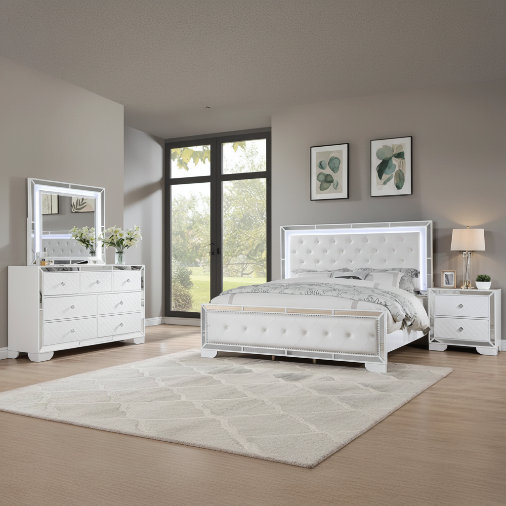 Juego de Dormitorio Demi Modern LED en Fort Myers: Lujo y Clima de Florida | Ocean Furniture