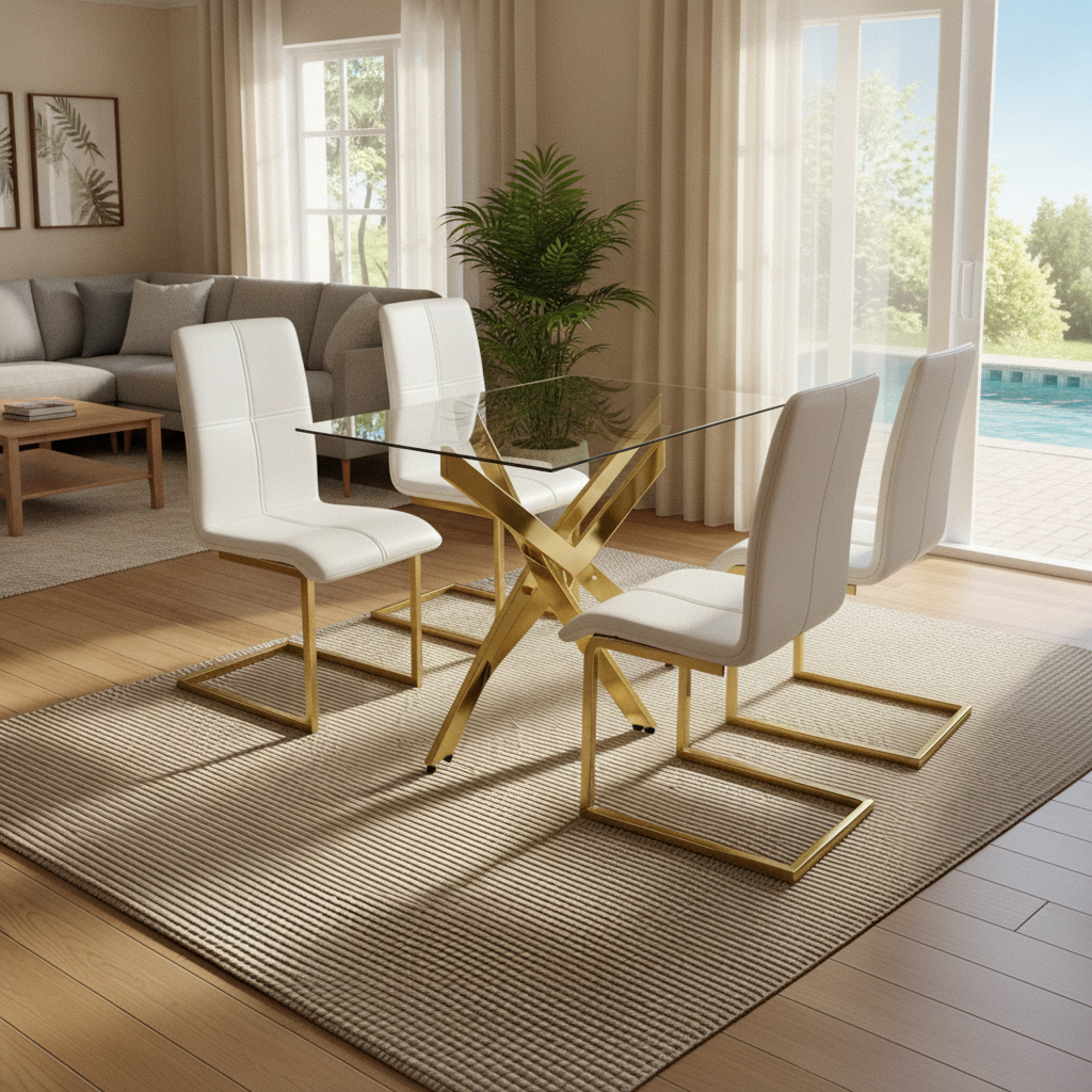 Mesa de Comedor de Cristal Moderna Orlando: Estilo y Financiación en Ocean Furniture
